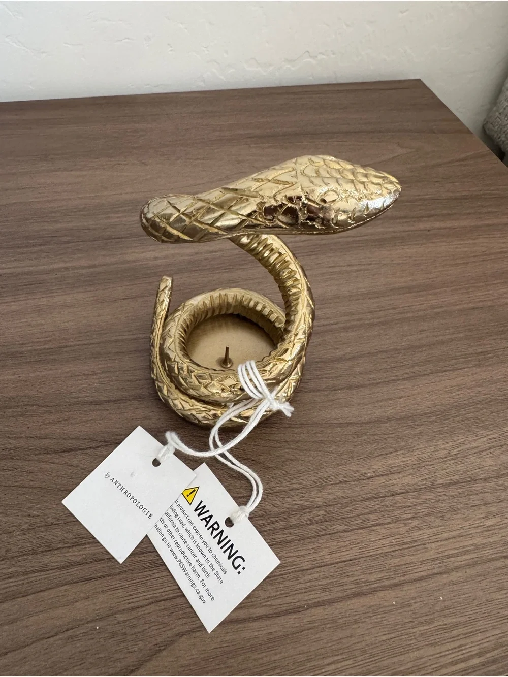 NEW Anthropologie Adelle Gold Snake Taper Candle Holder, Short